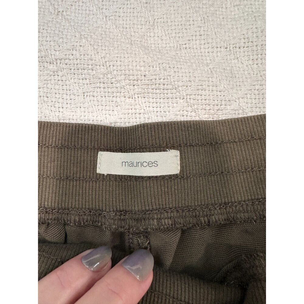 Maurices Dark Olive Green Elastic Drawstring Waist Cropped Pants Size 16 - Picture 3 of 4